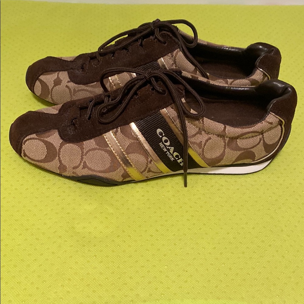 Coach Brown and Gold Sneakers
